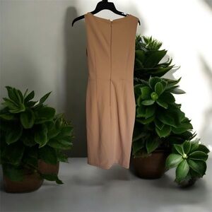 Lulu's Tan Sleeveless Sheath Dress Backless Cocktail